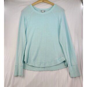 Athleta Crew Neck Blue Pullover Raglan Sleeve Mindset Ribbed Hem Cuffs Medium